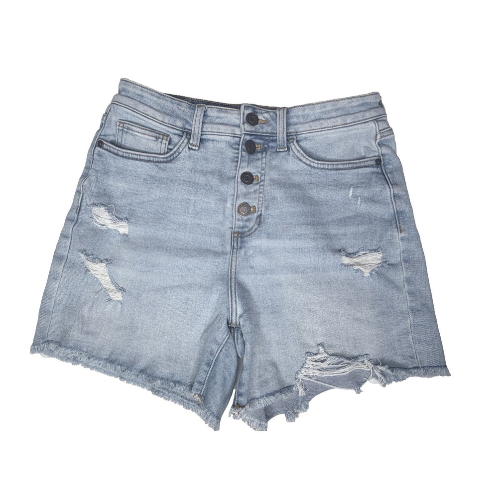 Lauren Conrad High Rise Button Fly Shorts Womens‎ 10 Denim Destressed Festival